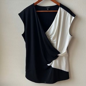 Alfani | Wrap Front Sleeveless Black and White top